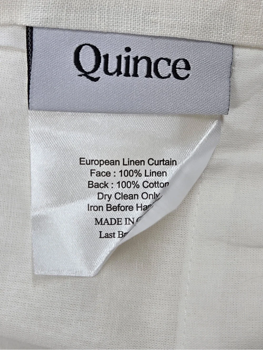 NWT QUINCE Set Of 2 48x108 European Linen Curtains Cream 0361